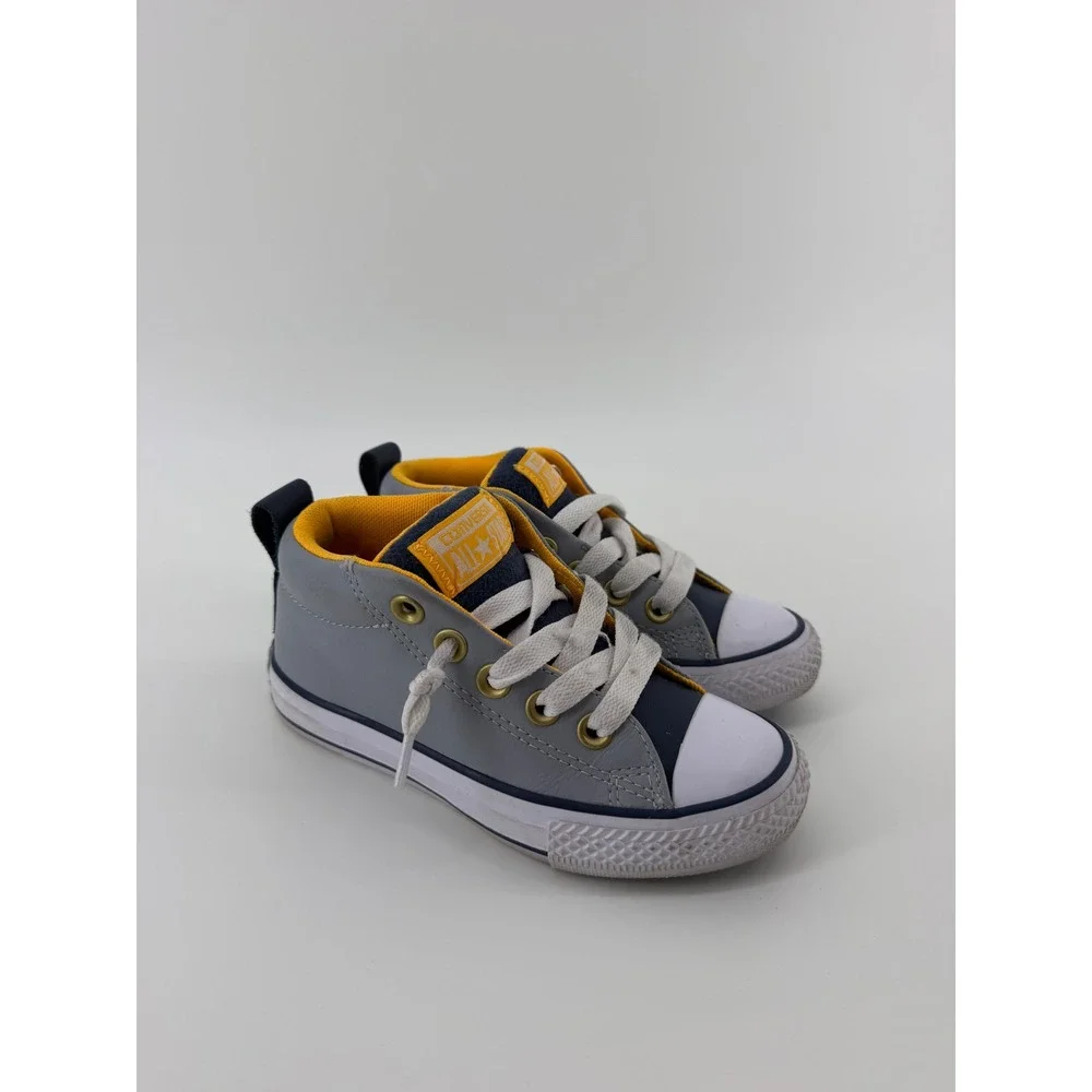 Converse Chuck Taylor All Star Axle Mid Grey Navy Yellow Kids Sneakers Size 11